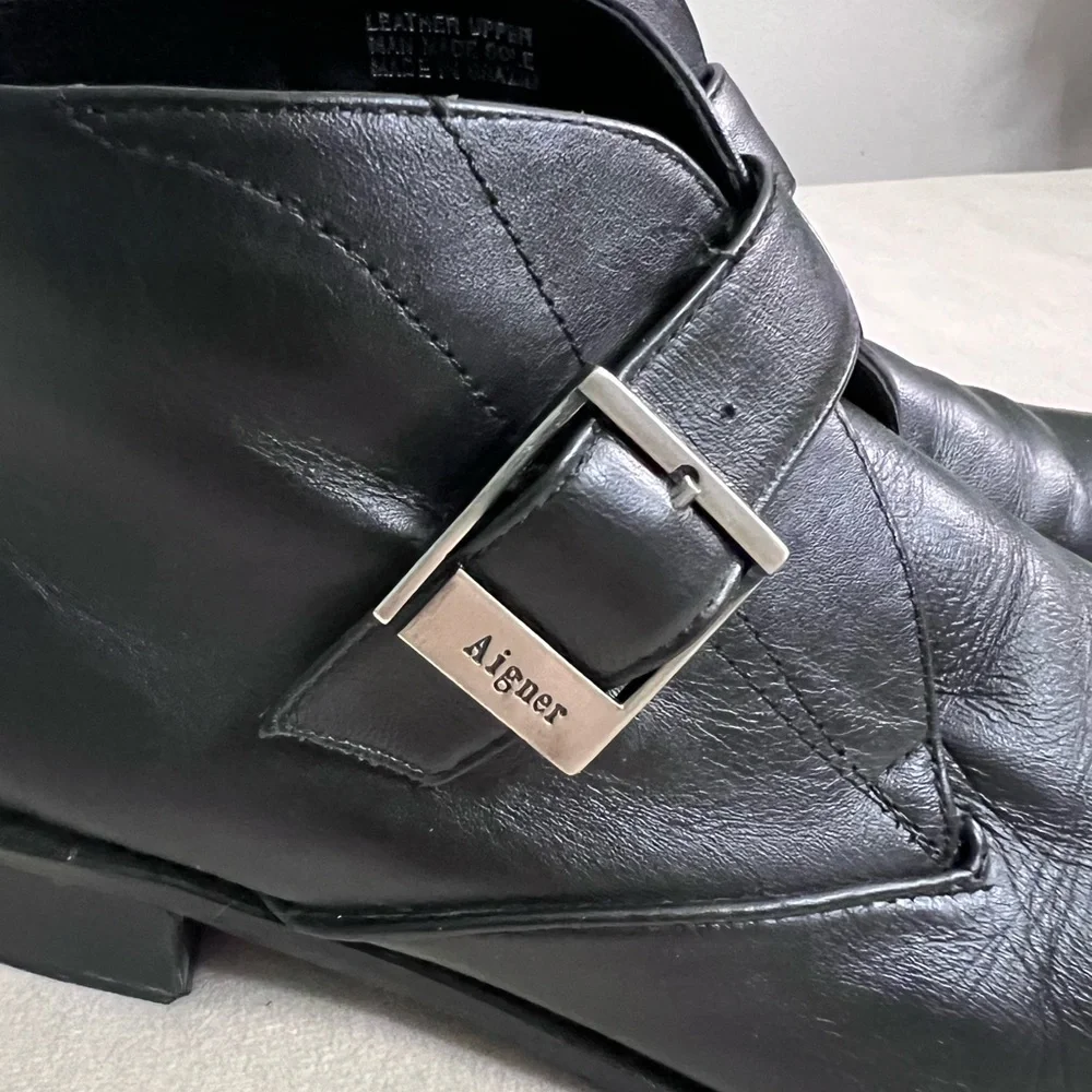 🖤✨ Etienne Aigner Leather Ankle Boots Buckle Detail • Made in Brazil • Classic